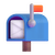 Open mailbox with flag